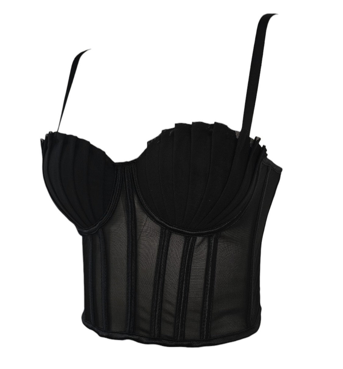 Corsetto nero con coppe a conchiglia