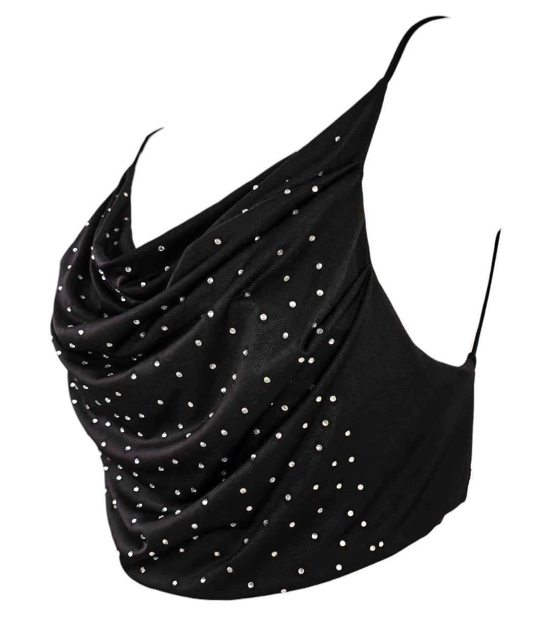 Top drappeggiato con strass