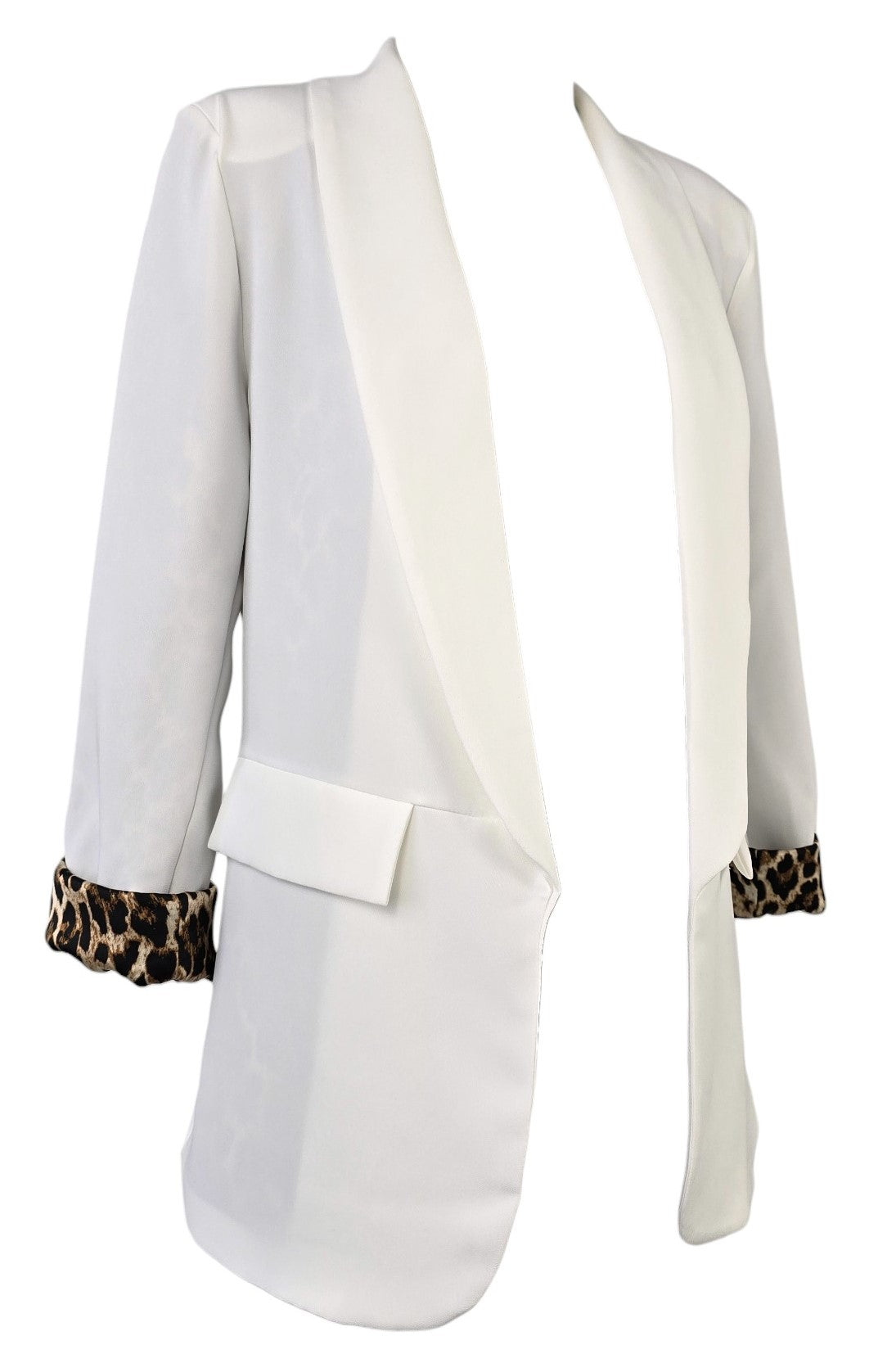 Blazer bianco con fodera leopardata