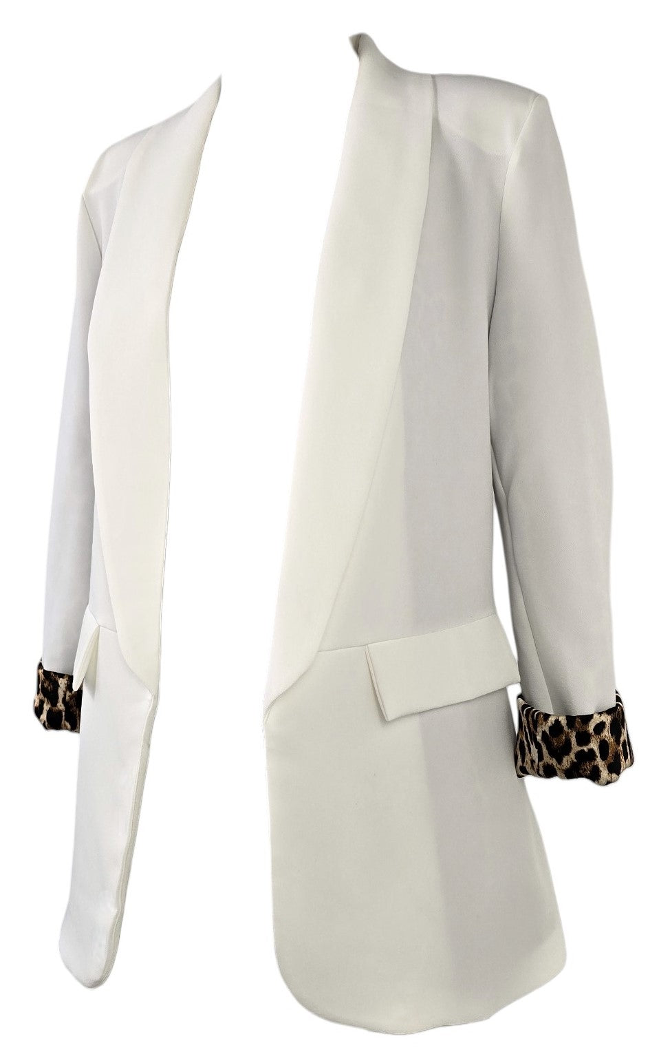 Blazer bianco con fodera leopardata