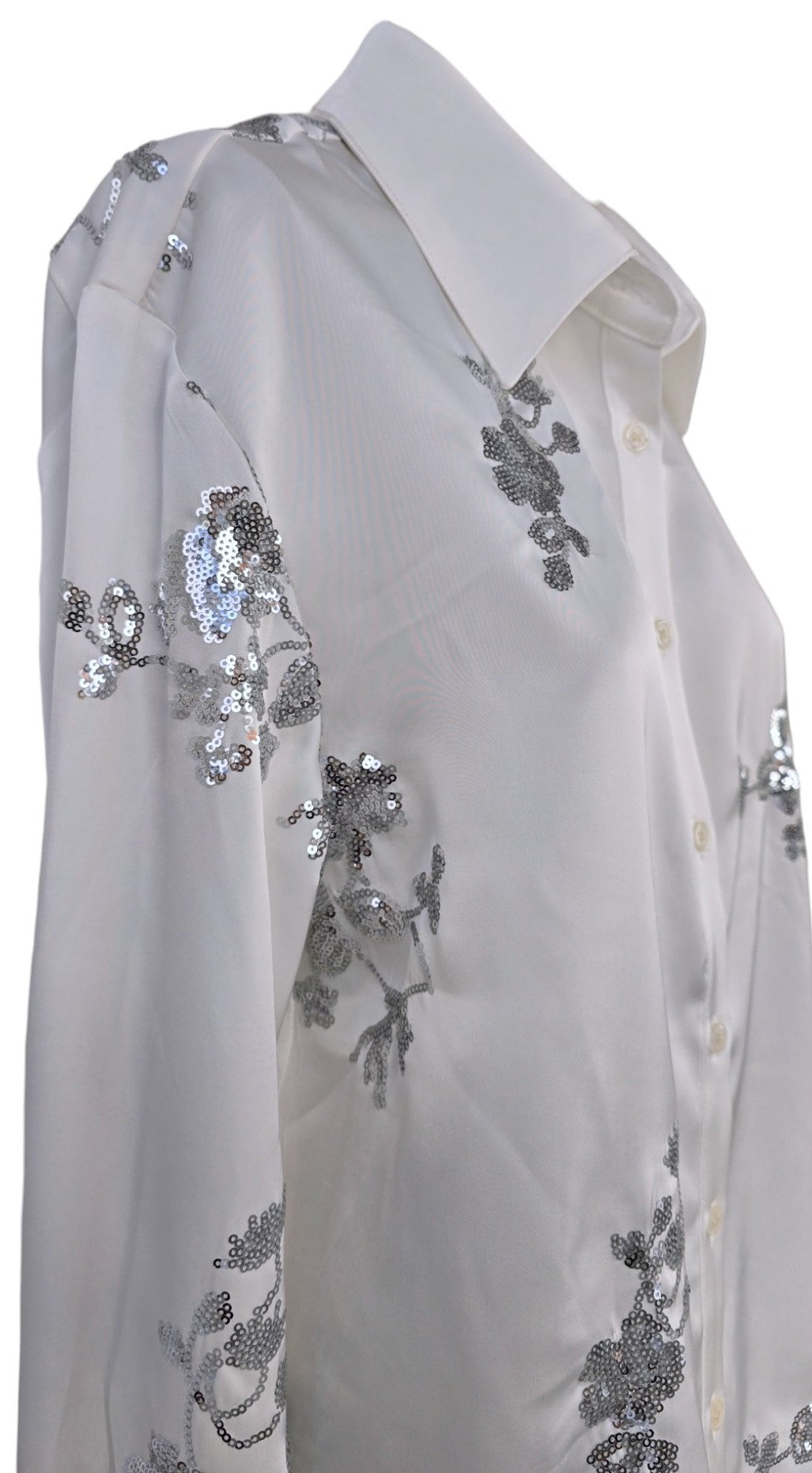 Camicia effetto raso con pailettes