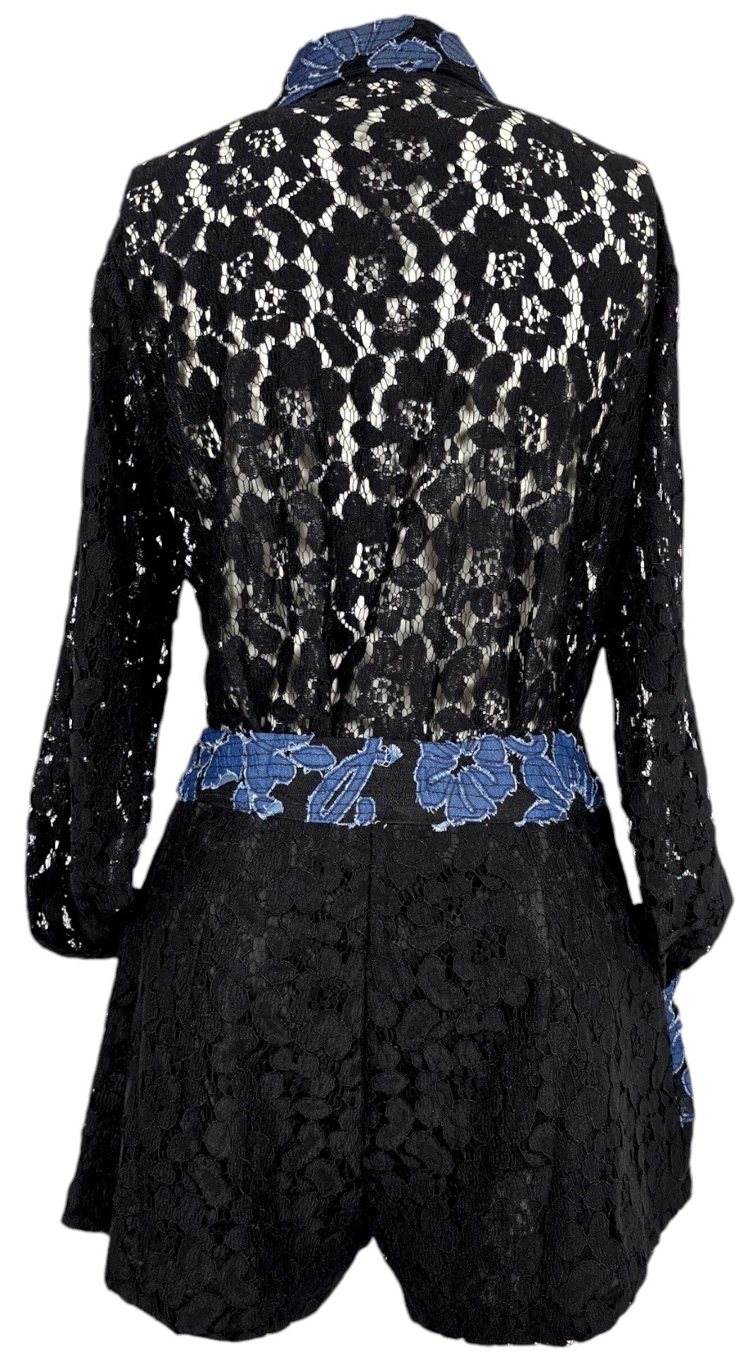 Completo nero in pizzo e denim