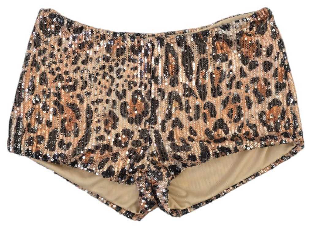 Shorts, pantaloncino in paillettes animalier