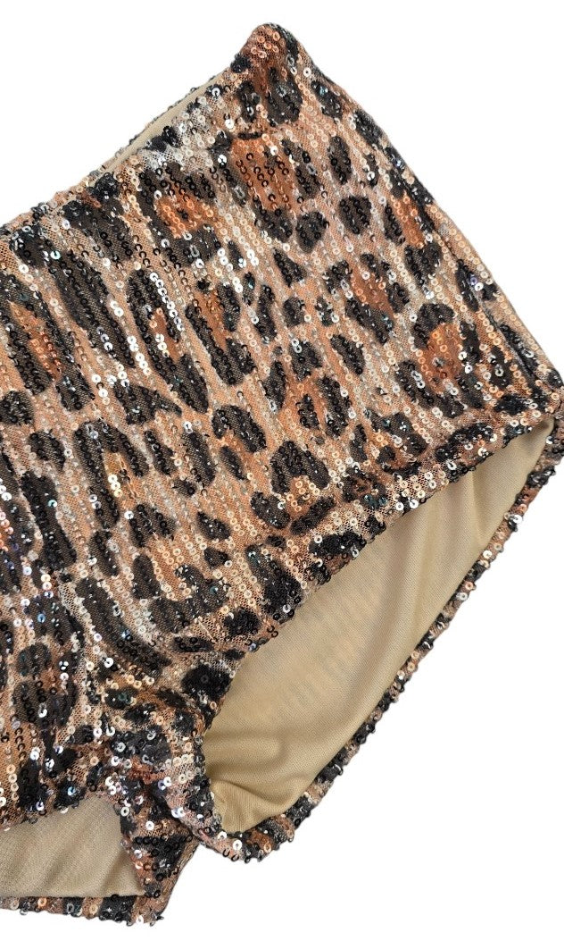 Shorts, pantaloncino in paillettes animalier