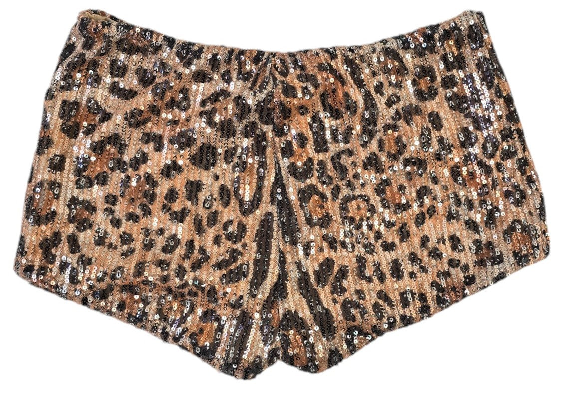 Shorts, pantaloncino in paillettes animalier