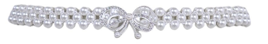 Cintura a collana con perle e fiocco