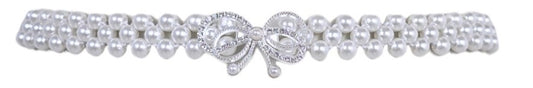 Cintura a collana con perle e fiocco