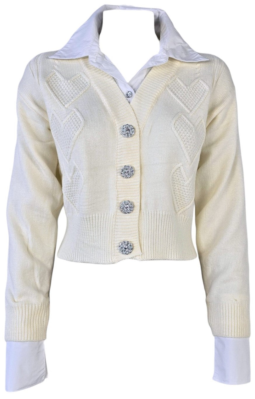 Cardigan con bottoni strass