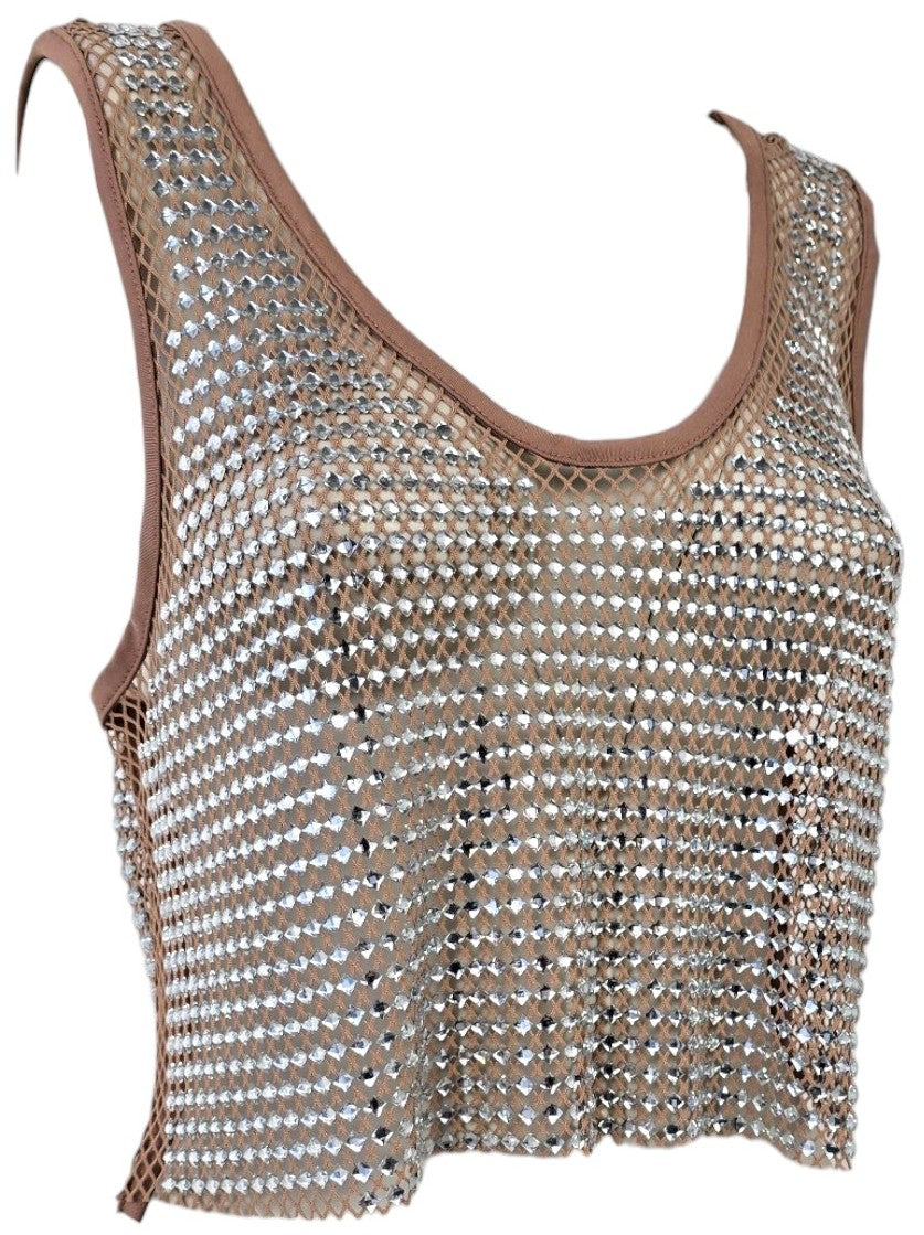 Maglia a rete con strass