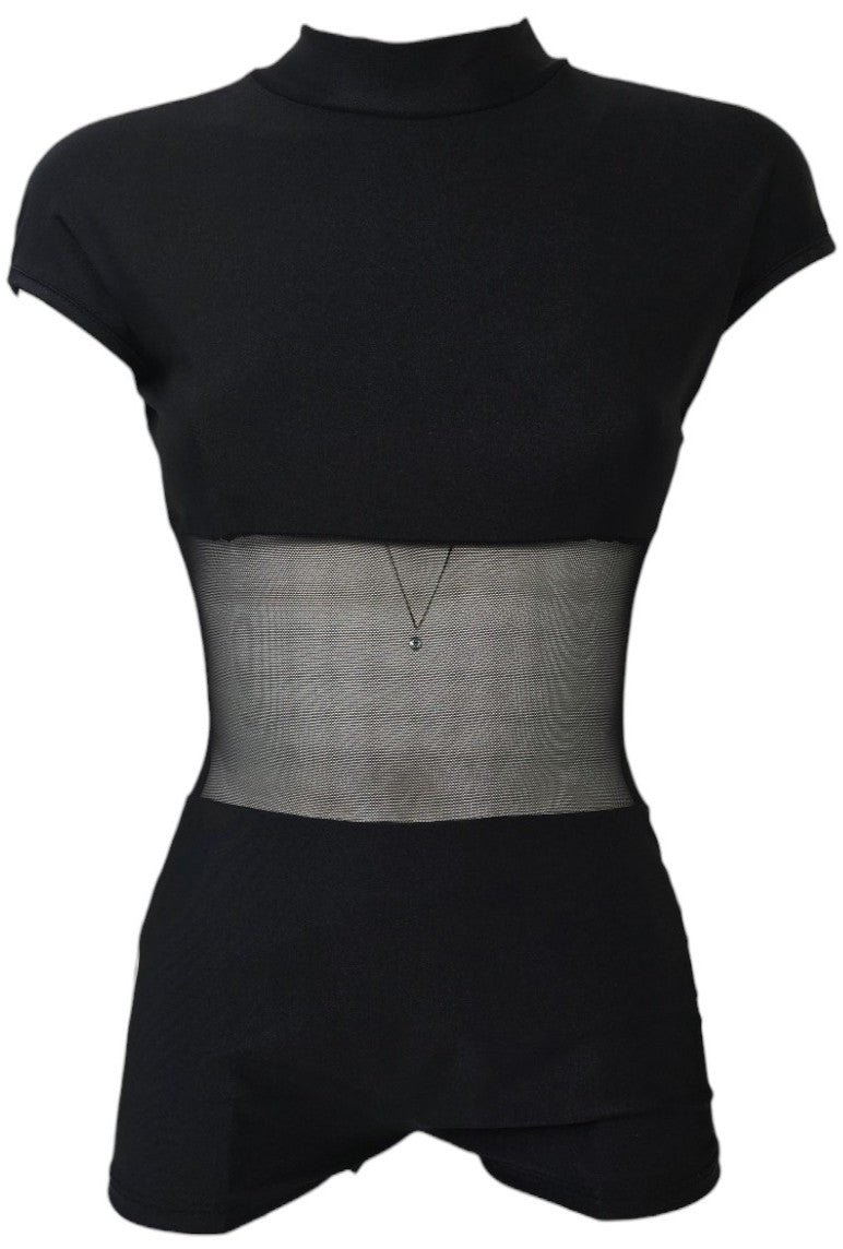 Tuta a pantaloncino con trasparenze