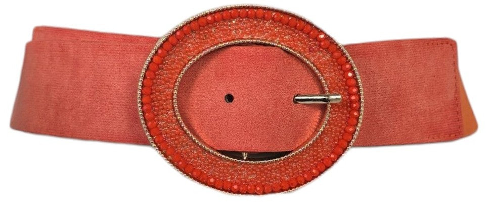 Cintura con fibbia ovale in strass
