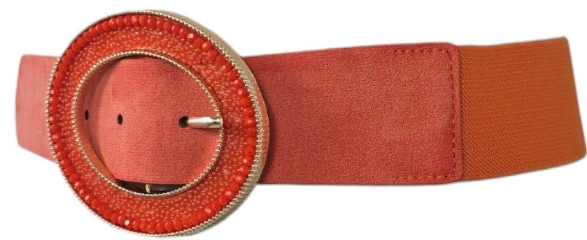 Cintura con fibbia ovale in strass