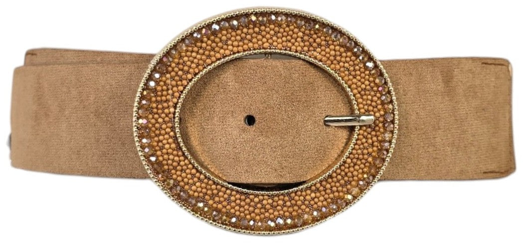 Cintura con fibbia ovale in strass
