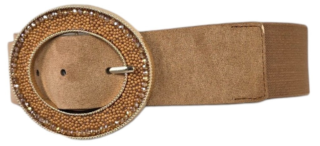Cintura con fibbia ovale in strass
