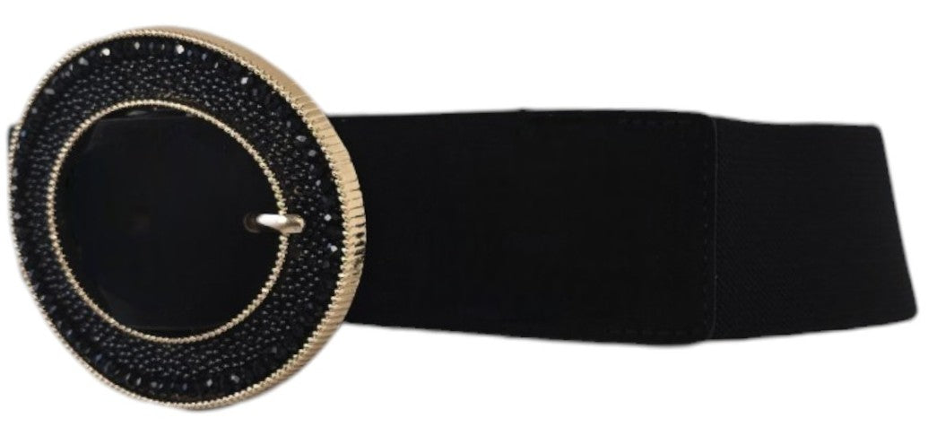 Cintura con fibbia ovale in strass