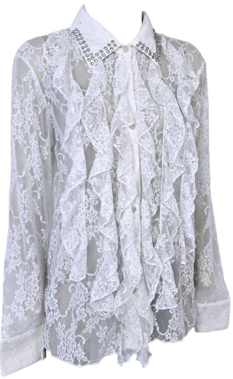 Camicia in pizzo e strass