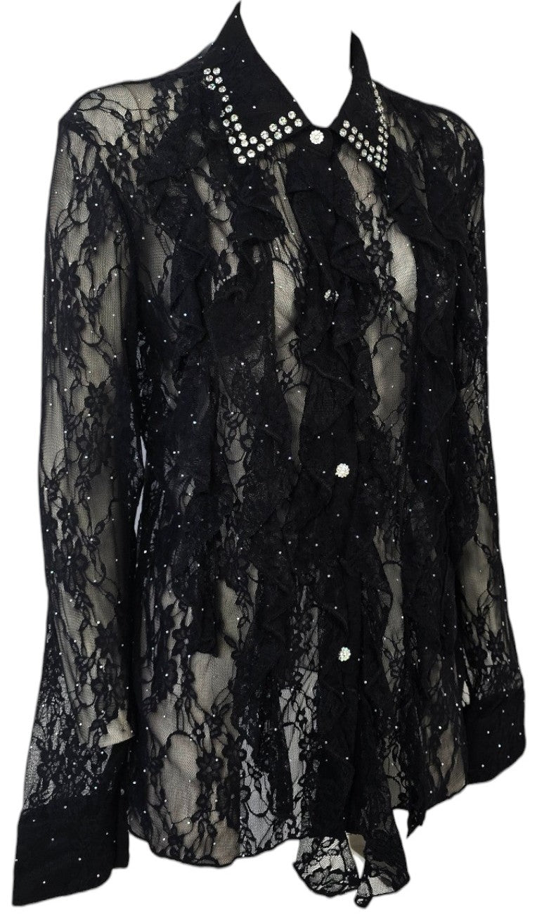 Camicia in pizzo e strass