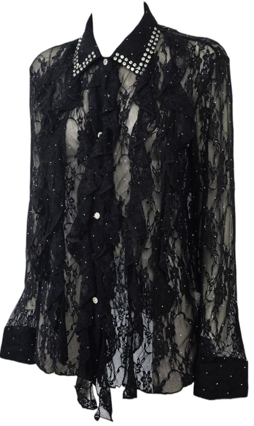 Camicia in pizzo e strass