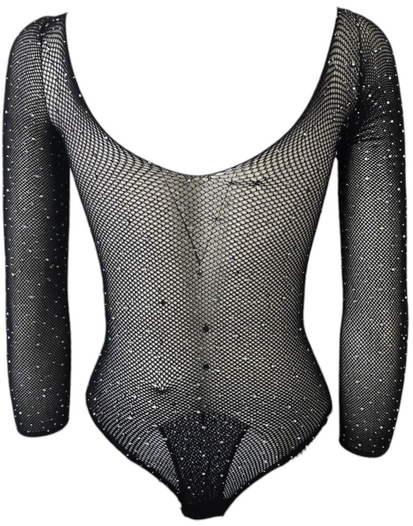 Body con strass in rete