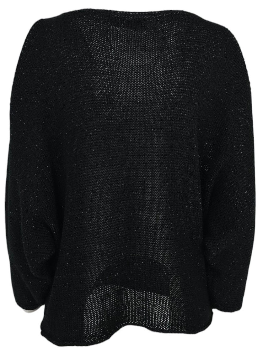 Maglia oversize traforata nera