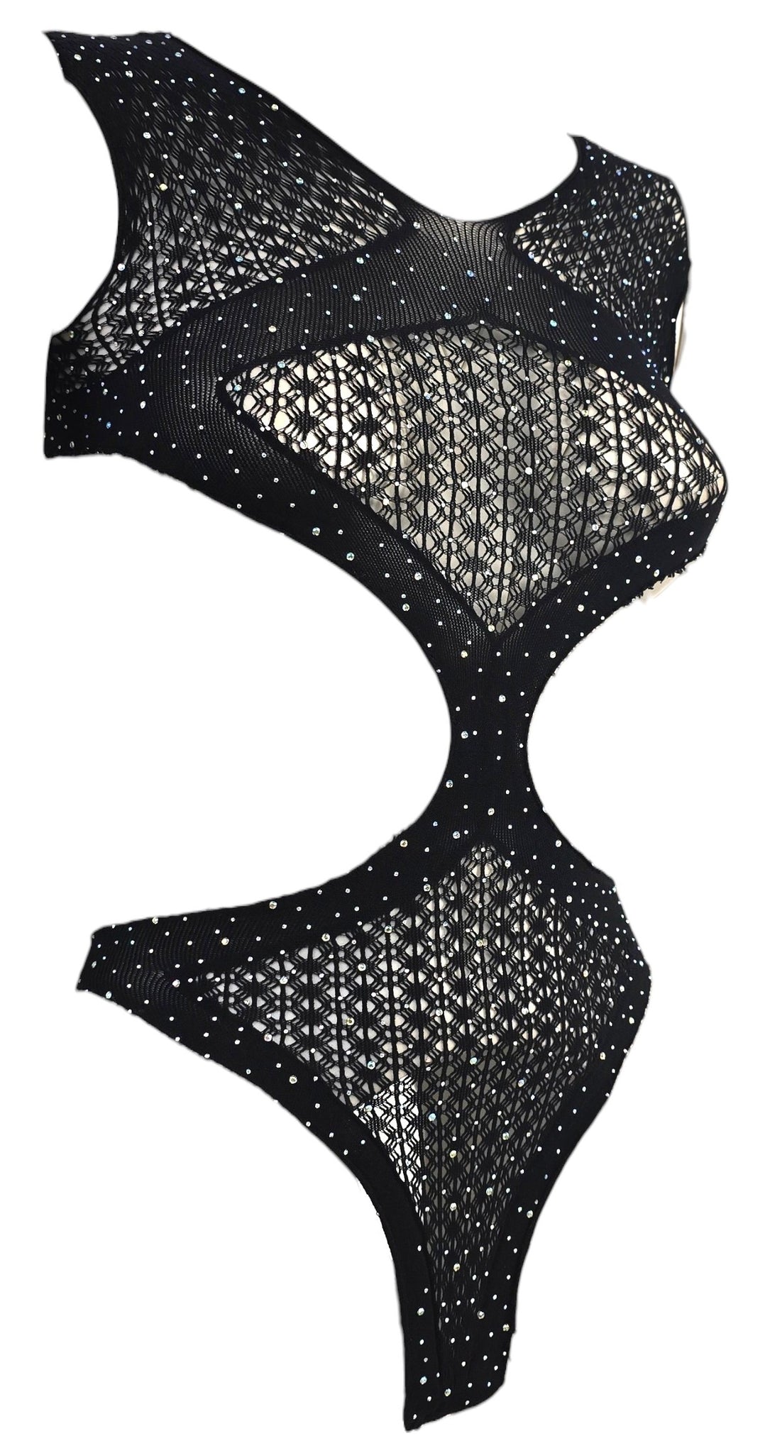 Body con strass in rete