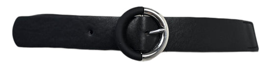 Cintura nera fibbia rotonda