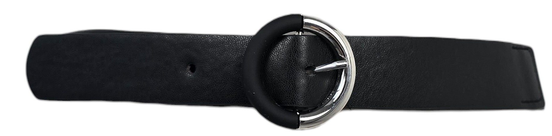 Cintura nera fibbia rotonda