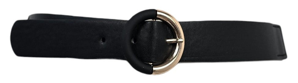 Cintura nera fibbia rotonda