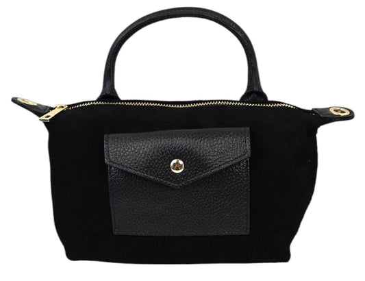 Borsa nera in camoscio
