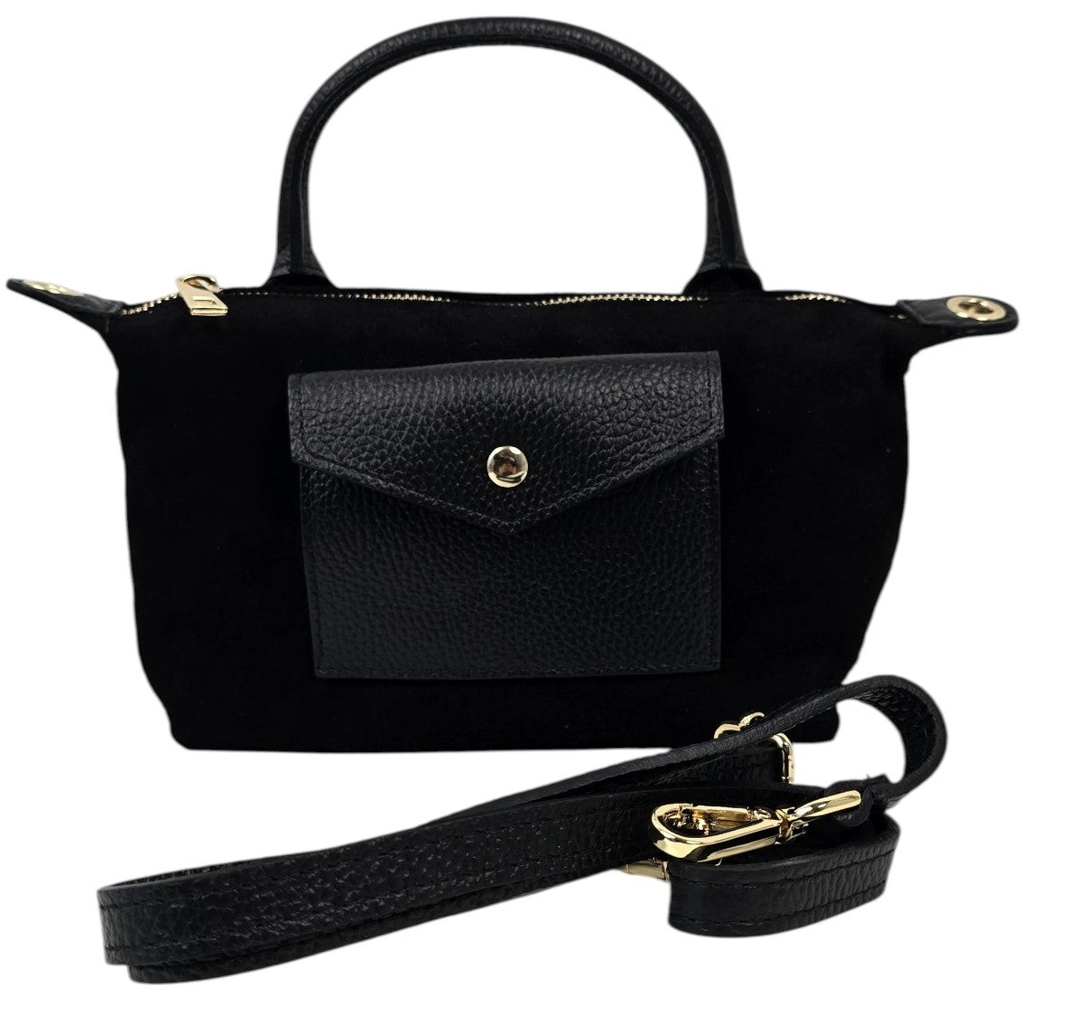 Borsa nera in camoscio