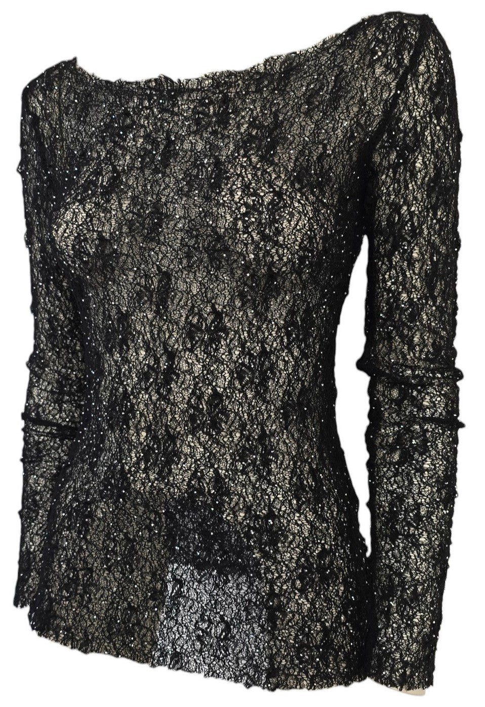Maglia in pizzo con strass