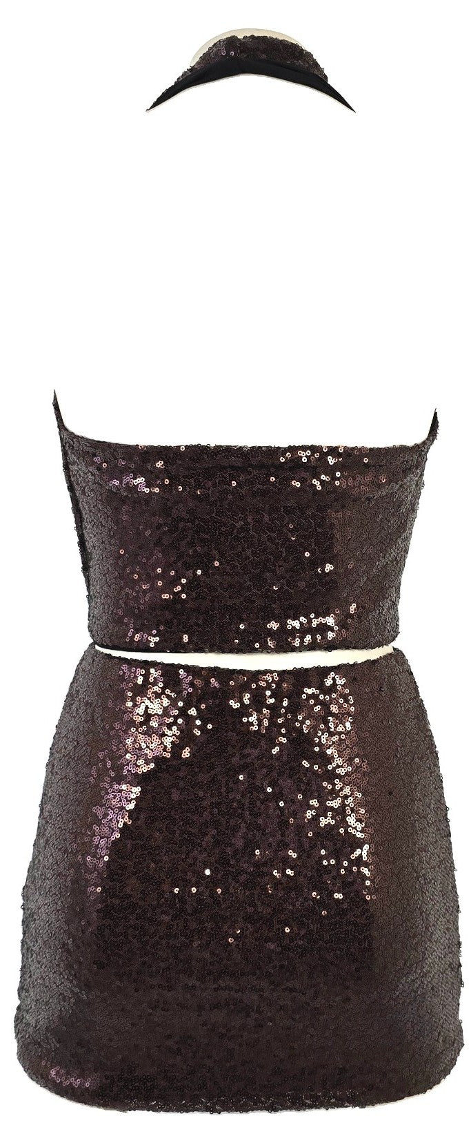 Completo in paillettes marrone