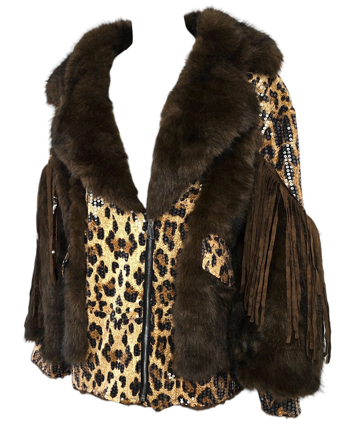 Giacca con paillettes animalier