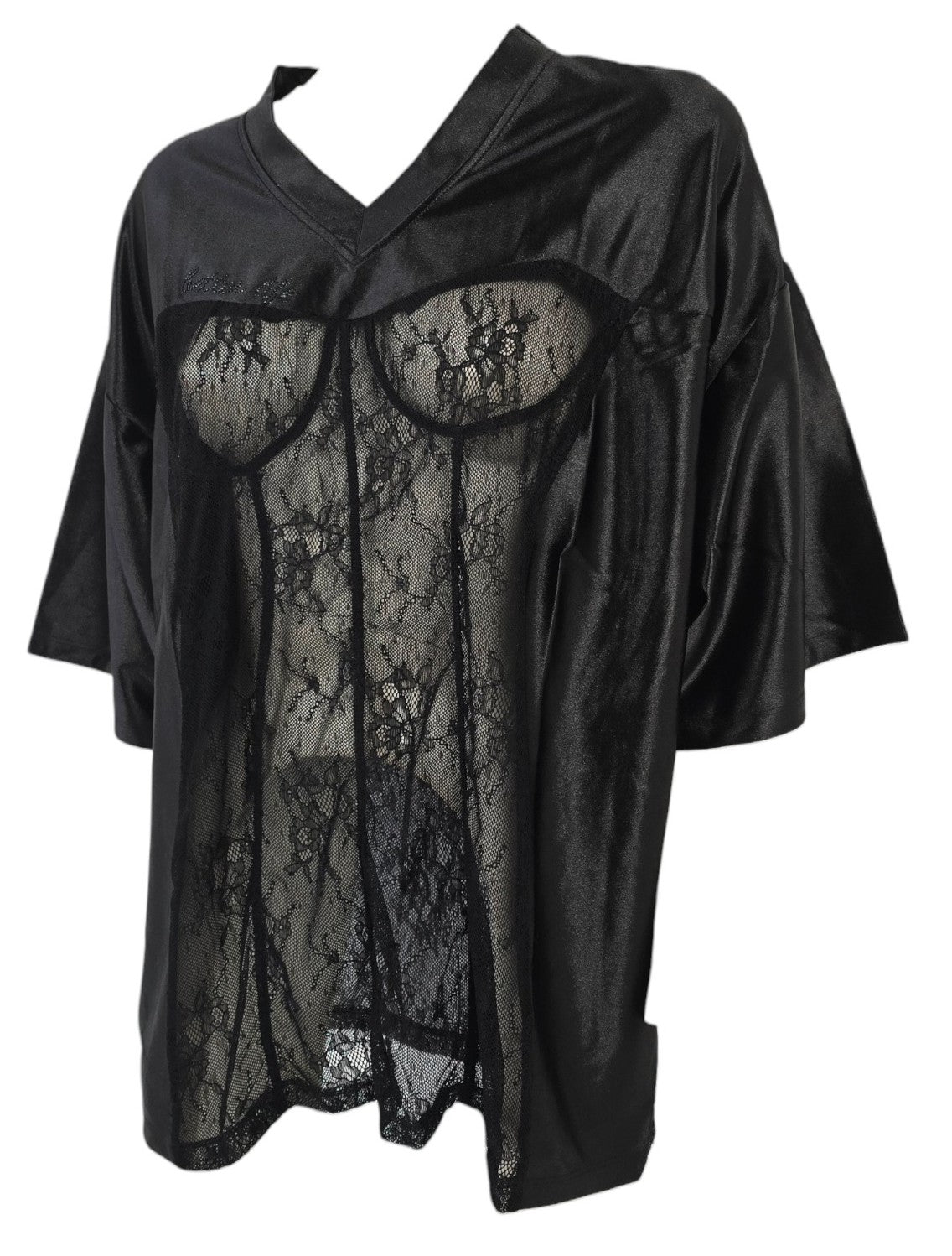 Maxi maglia con pizzo smanicata