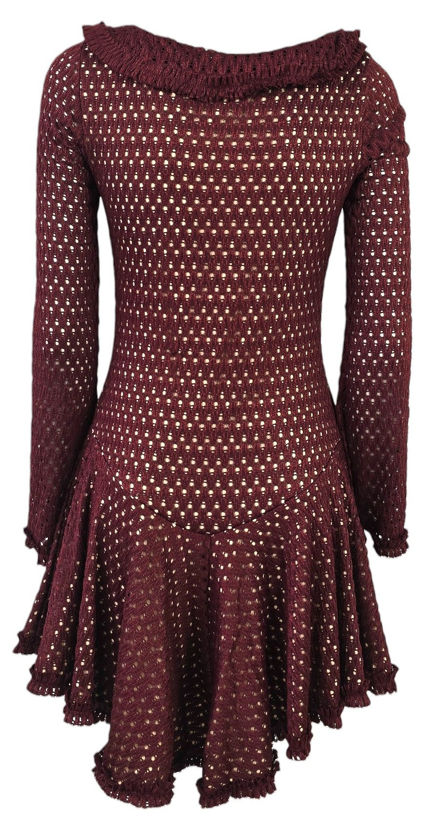 Abito con volant bordeaux