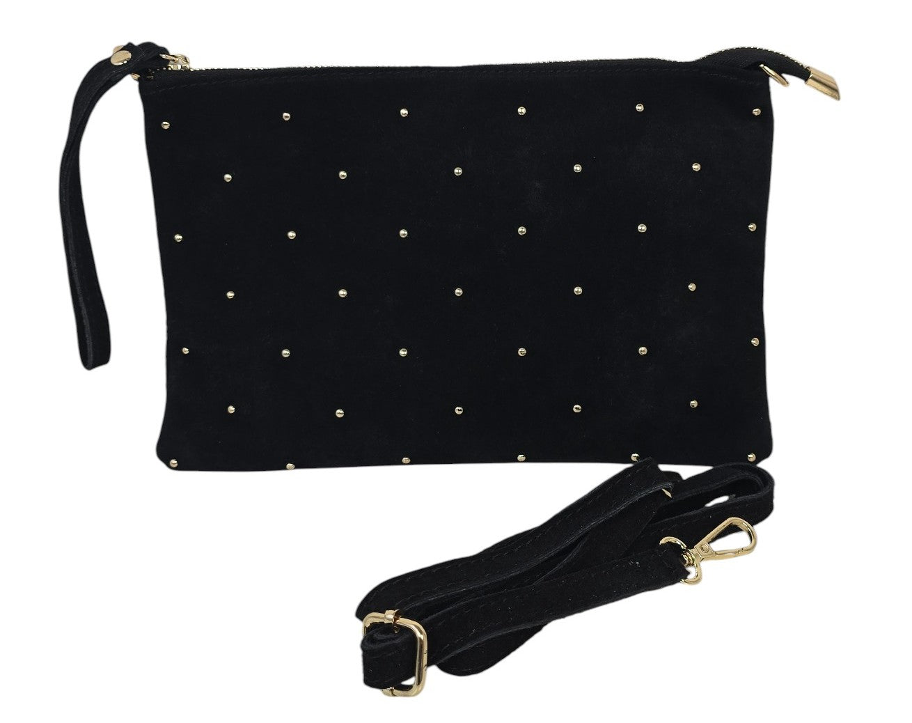 Borsa a pochette con micro borchie