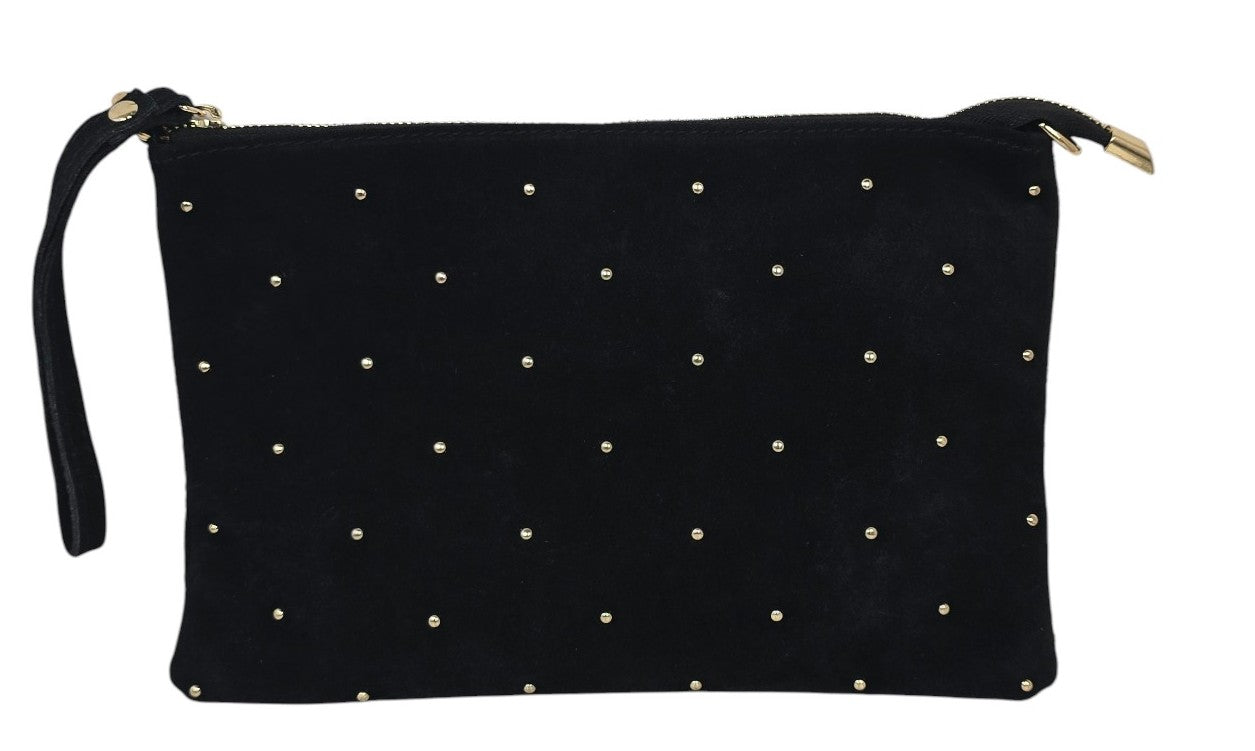 Borsa a pochette con micro borchie