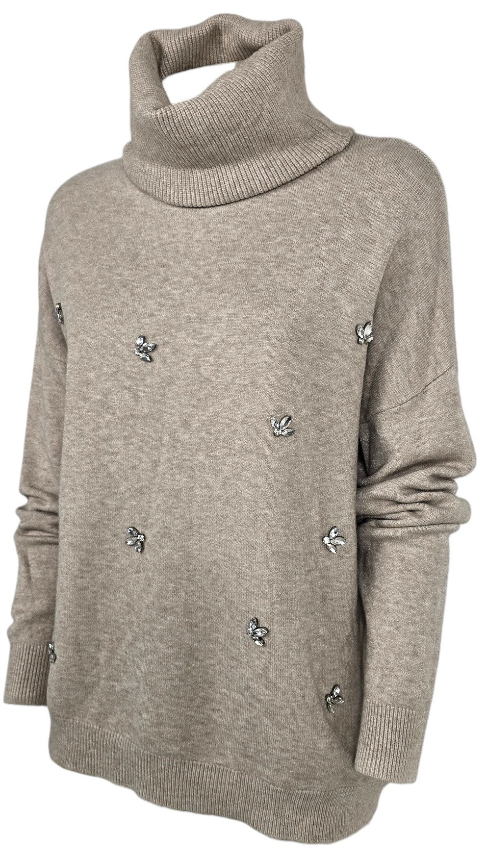 Maglione collo alto con strass