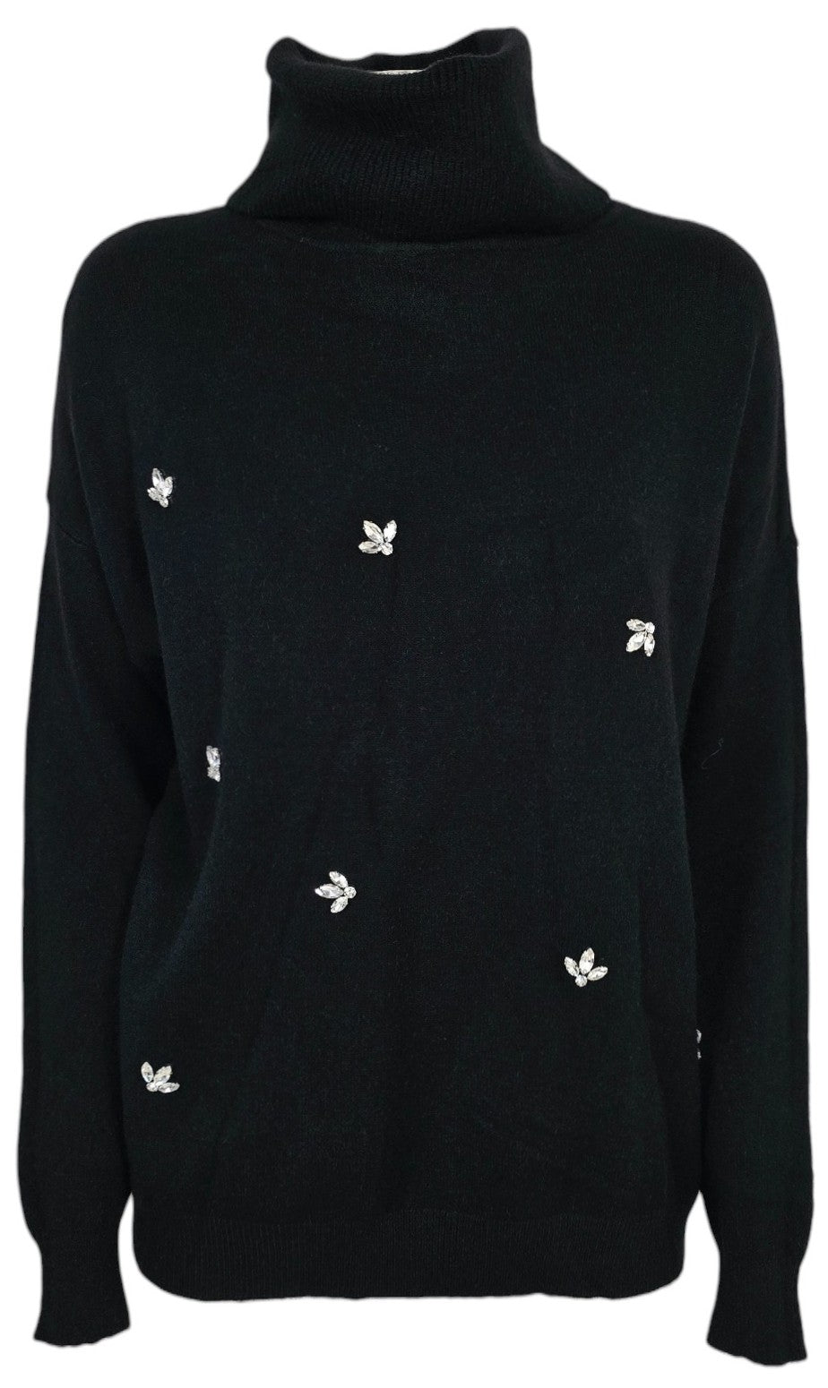 Maglione collo alto con strass