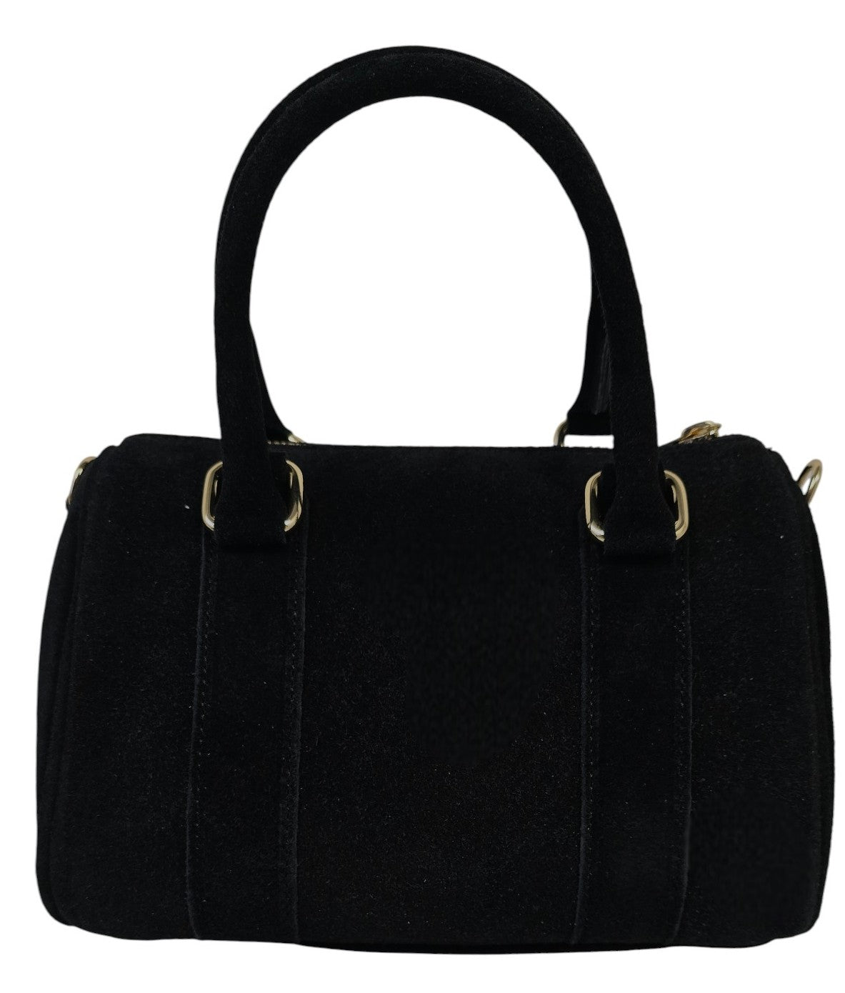 Borsa nera in camoscio con borchie