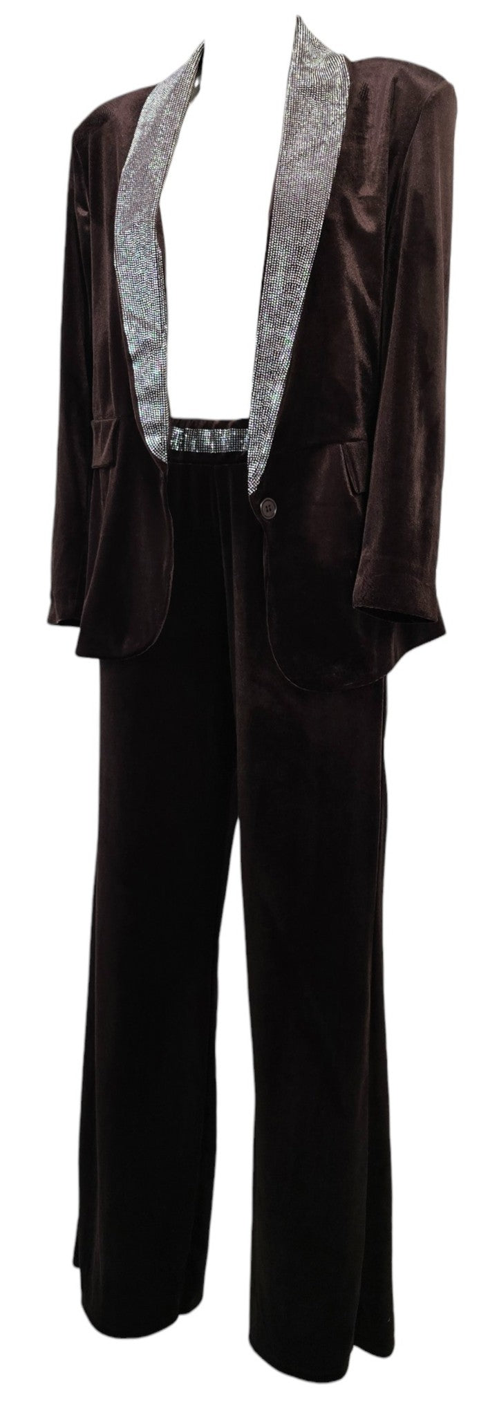 Tailleur in velluto con strass