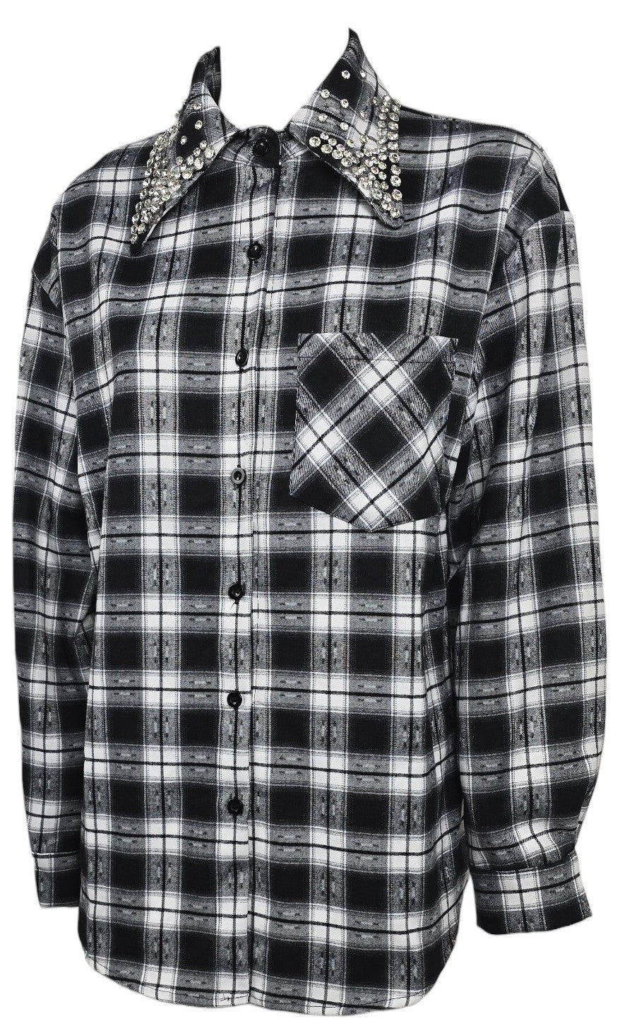 Camicia scozzese con strass