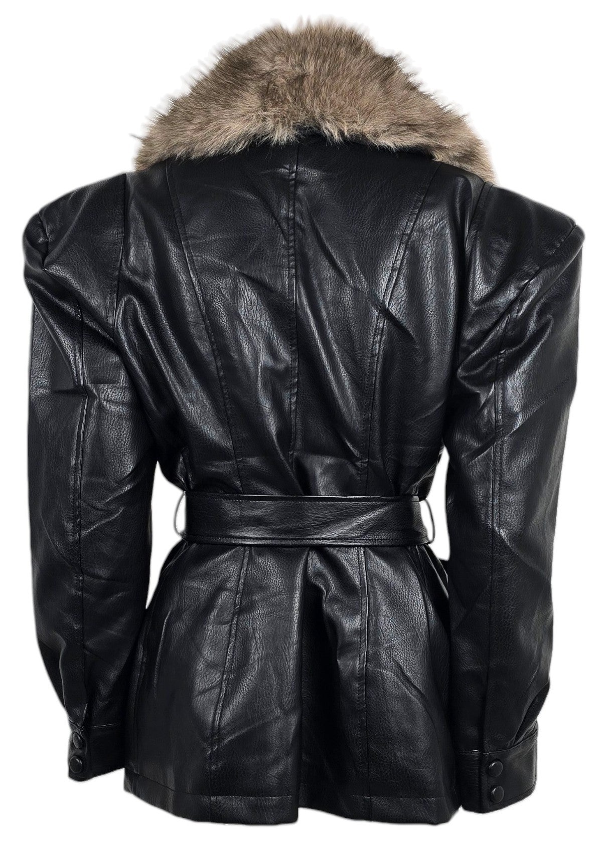 Giacca ecopelle con pelliccia