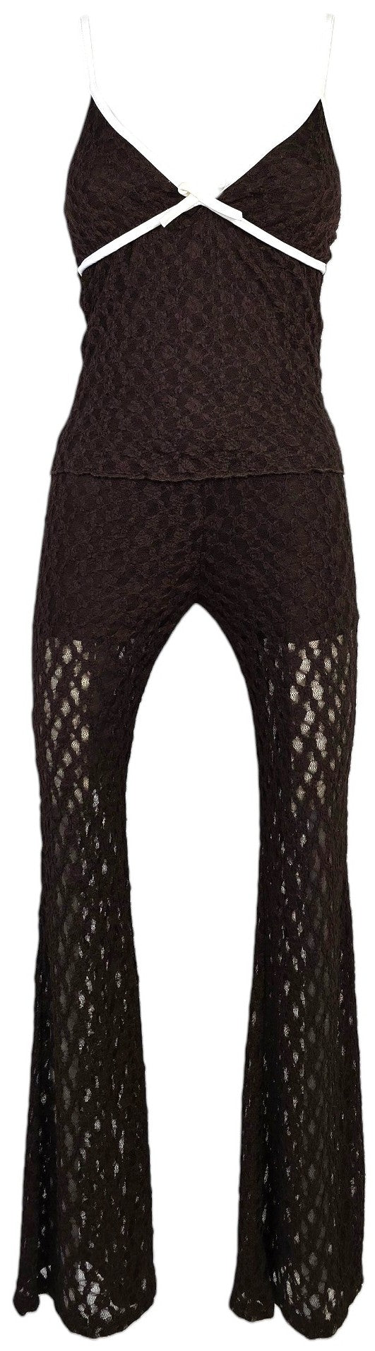 Completo pizzo marrone
