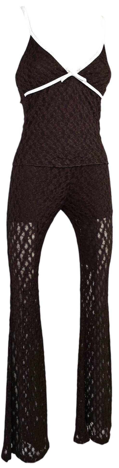 Completo pizzo marrone
