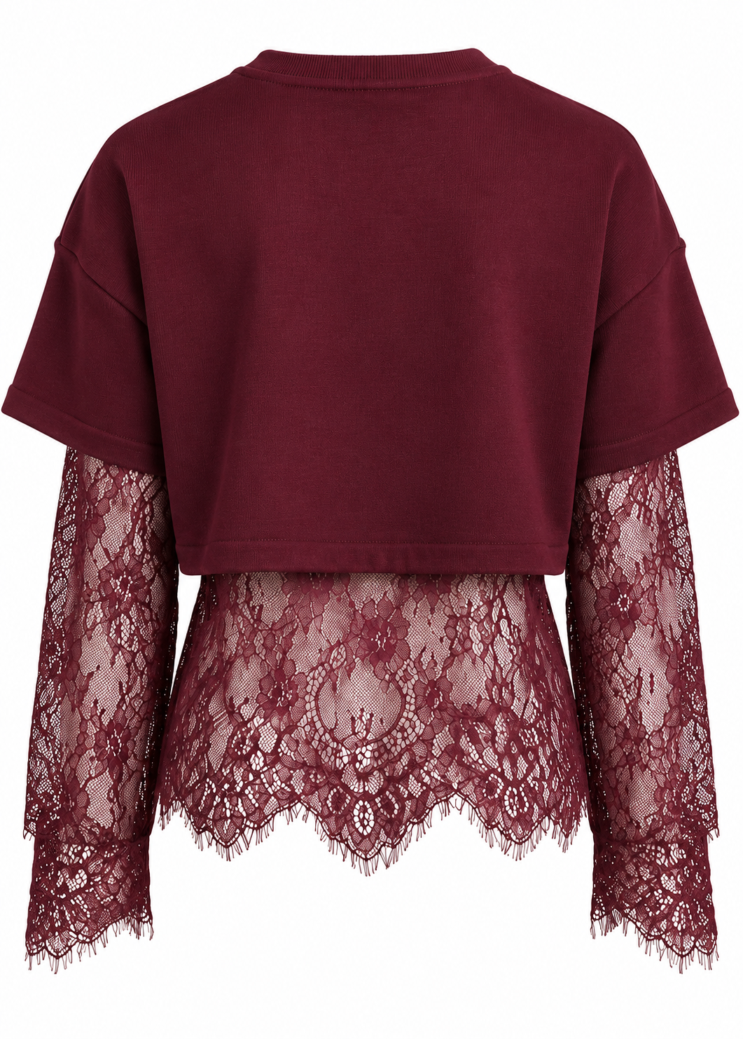 Maglia bordeaux con pizzo