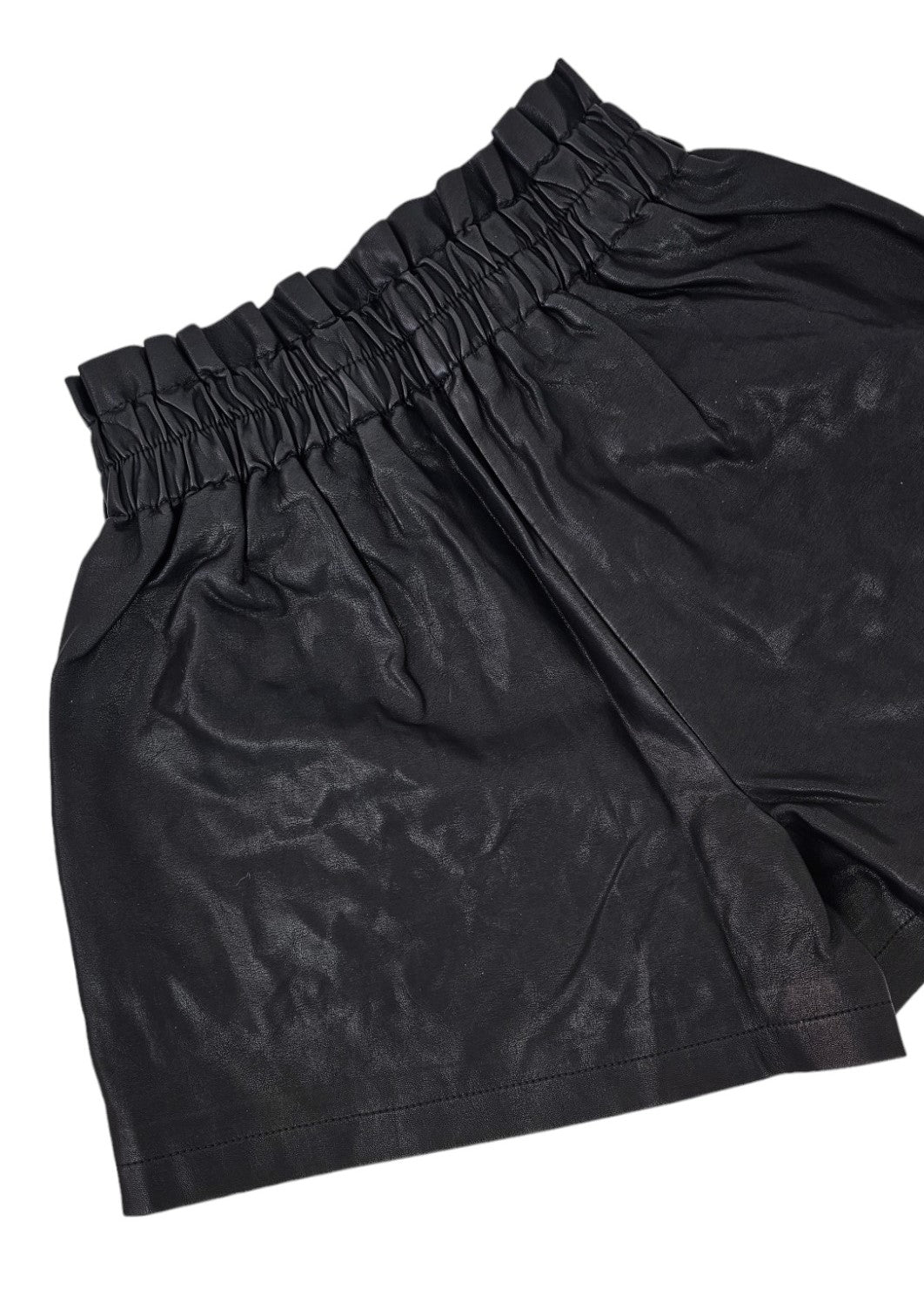 Black faux leather shorts