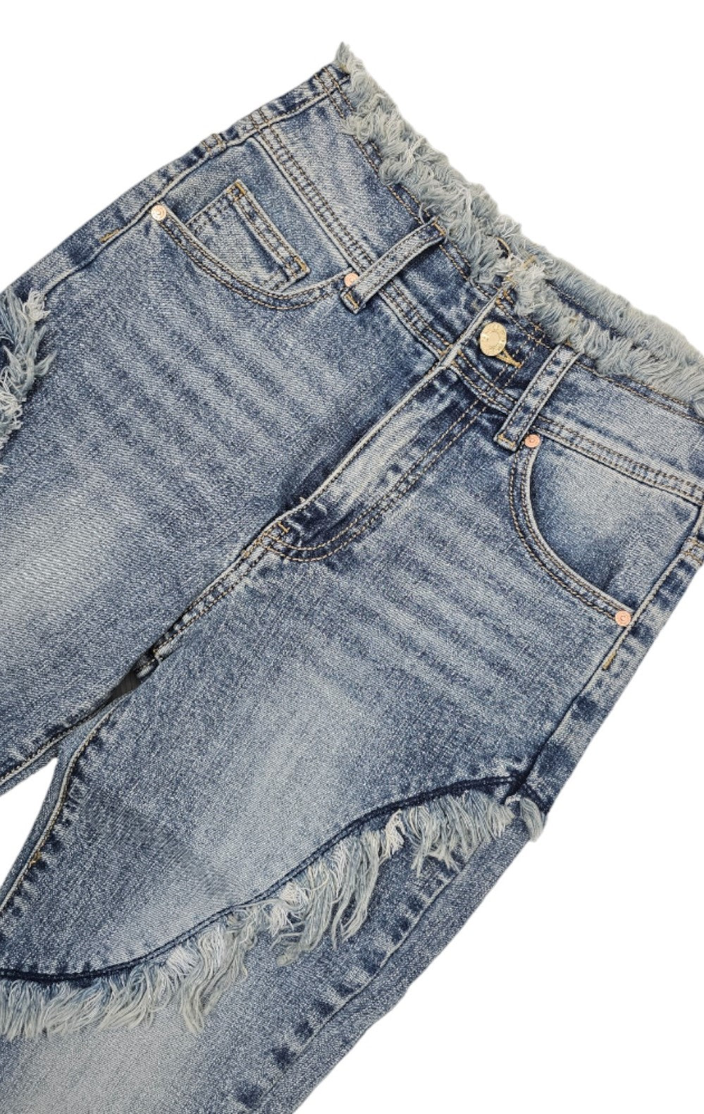 Frayed flared jeans