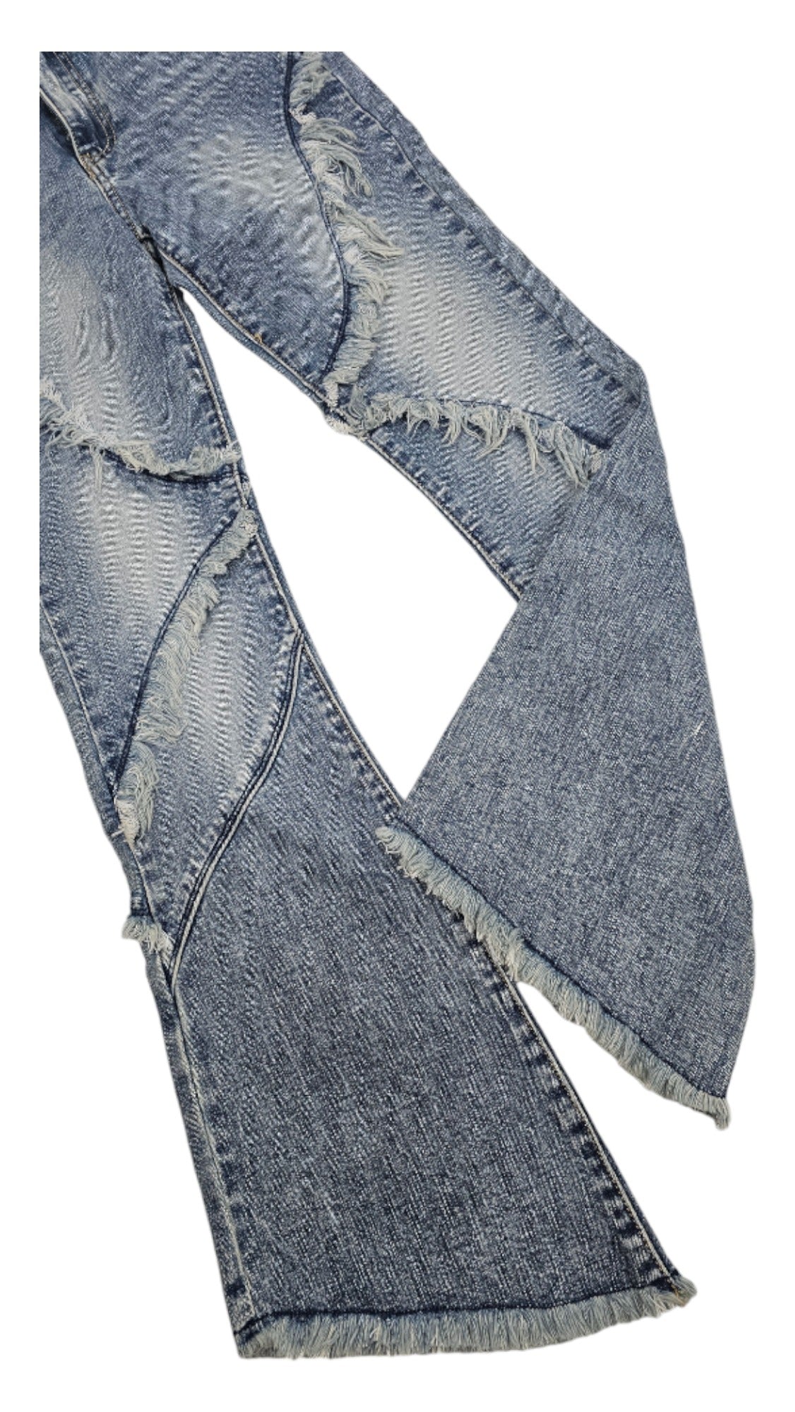 Frayed flared jeans