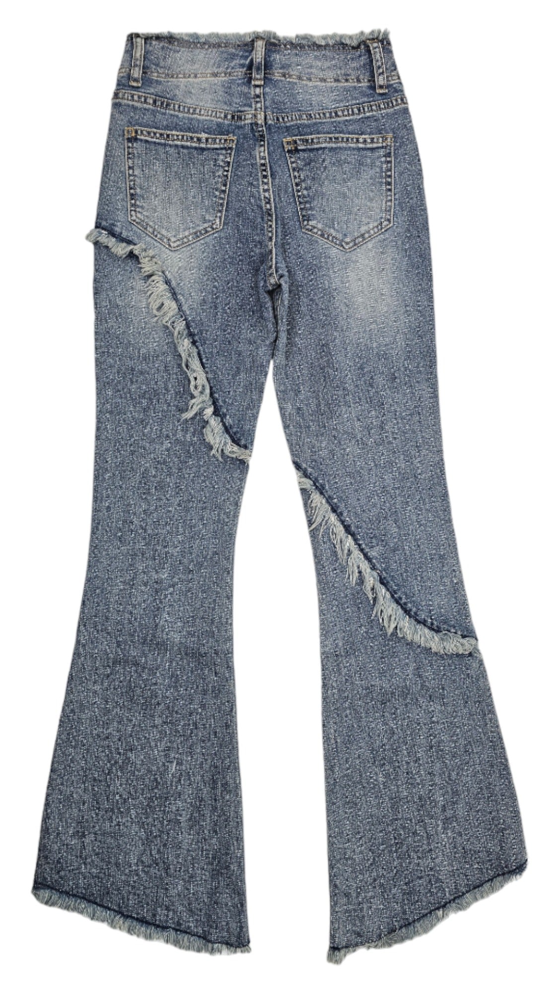 Frayed flared jeans